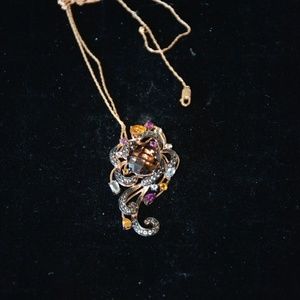 Smoky Quartz, Rhodolite Pendant Necklace